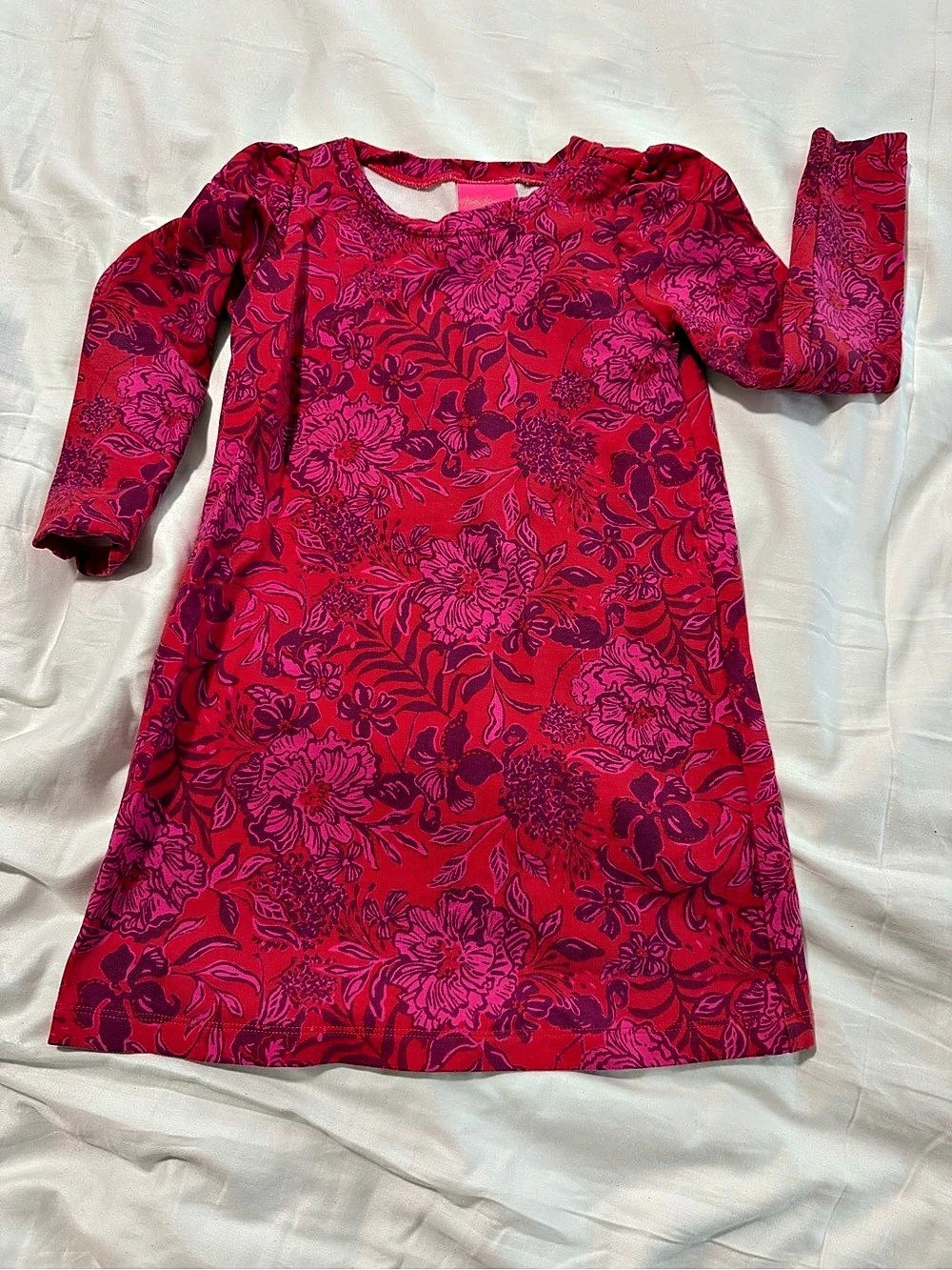 Lilly Pulitzer Floral Mini Dress in Pink & Red Size Small Like New